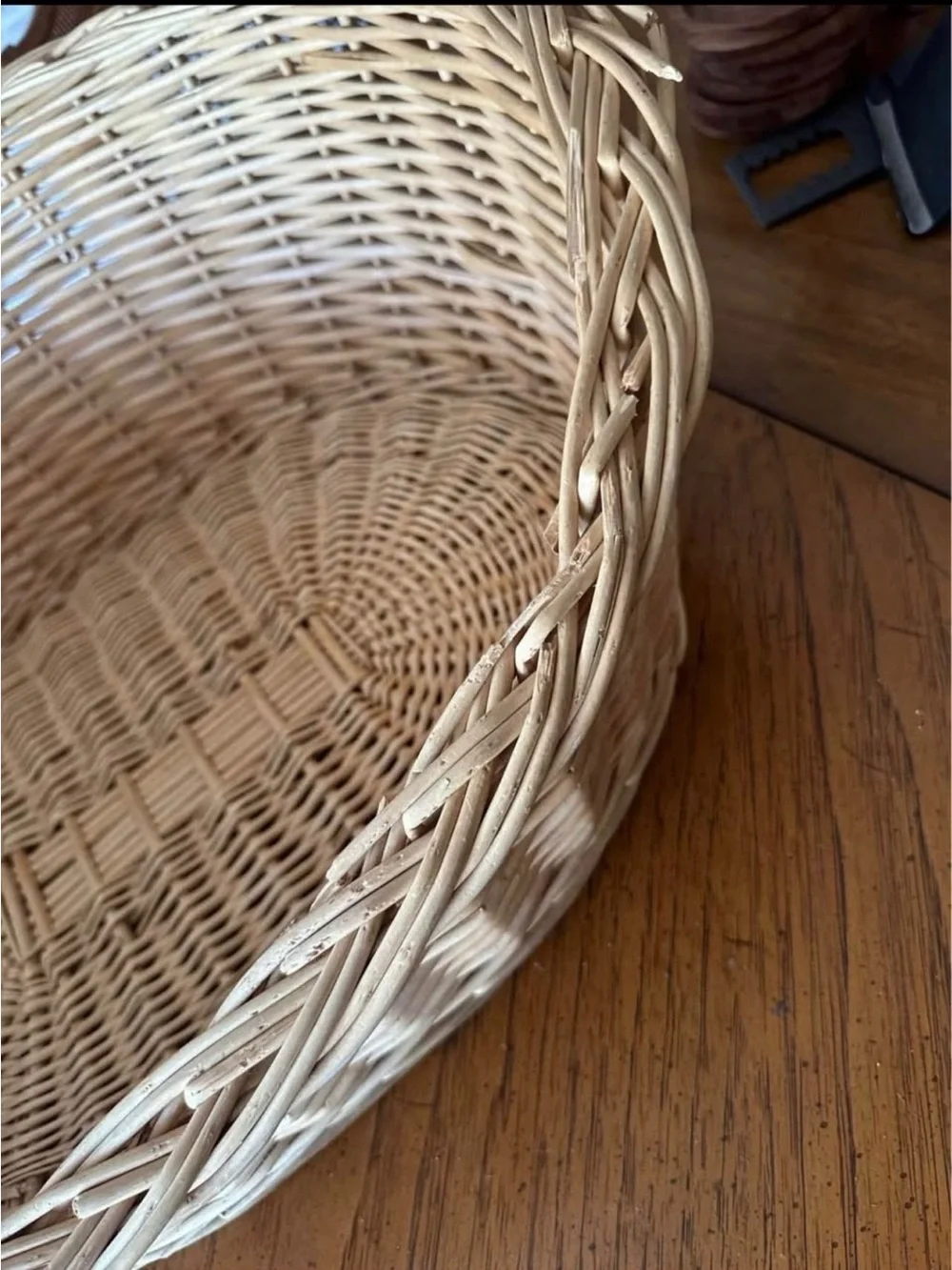 Woven Natural Rattan Pet Bed Basket - Natural